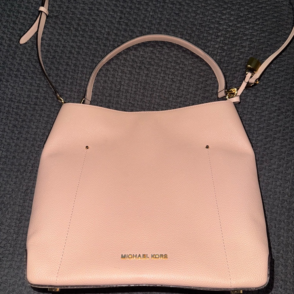 Michael Kors Pink Shoulder Hayes Bag with Gold Metallic Hardware